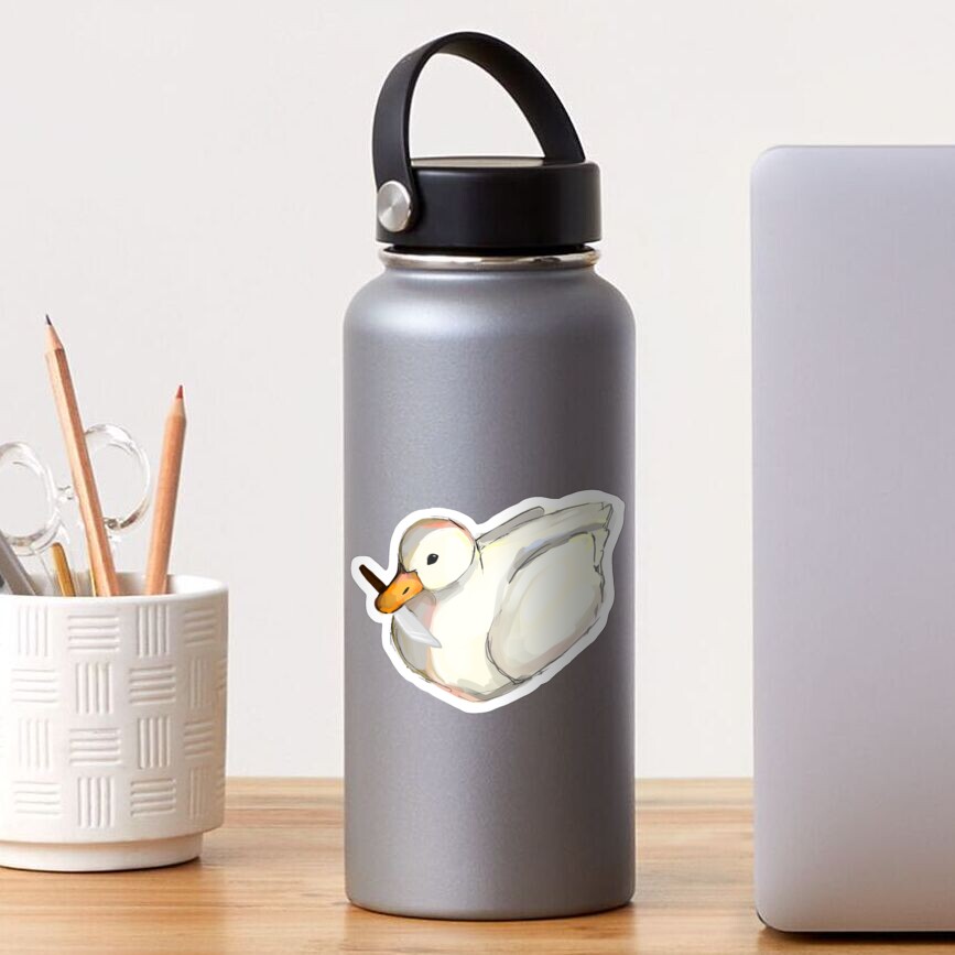 "cute duck with butter knife graphic " Sticker by HibiscusHeron Redbubble
