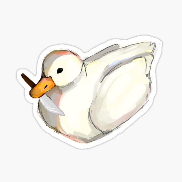 "cute duck with butter knife graphic " Sticker by HibiscusHeron Redbubble