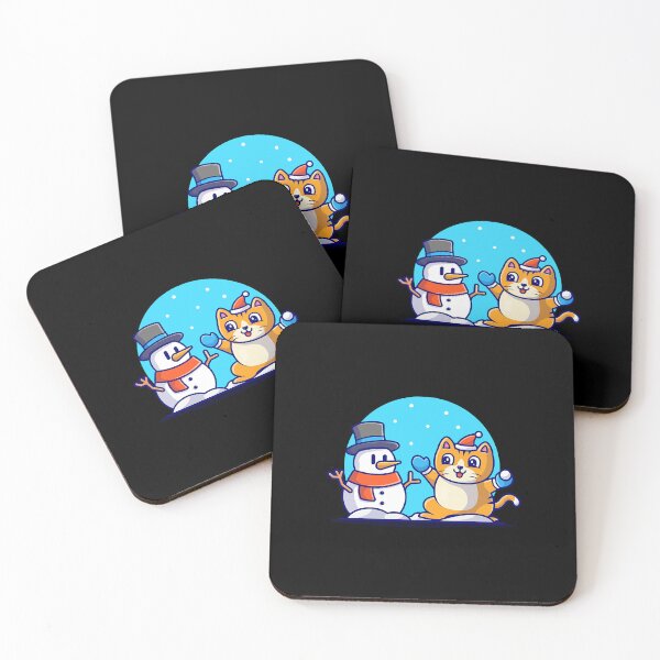 Item preview, CuteCatWithSnowmanCartoonVectorIconIllustration designed and sold by Christop367910.