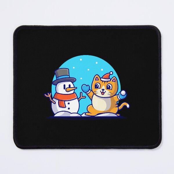 Item preview, CuteCatWithSnowmanCartoonVectorIconIllustration designed and sold by Christop367910.