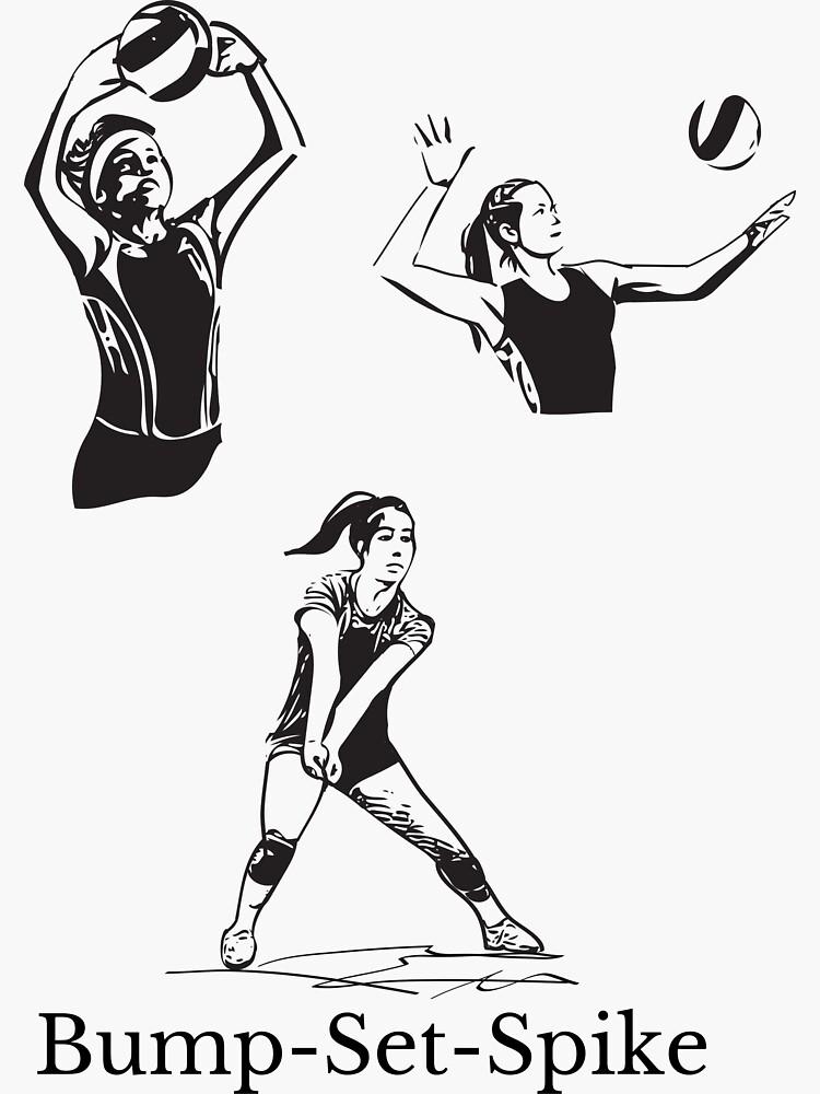 "Bump Set Spike Volleyball" Sticker by Bzsar Redbubble