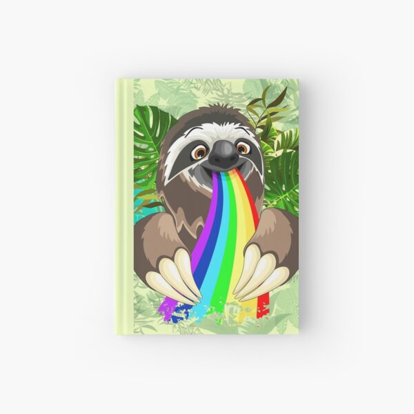Sloth Spitting Rainbow Colors Hardcover Journal