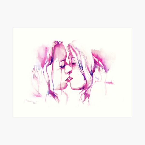 Girls Kissing Art Prints Redbubble