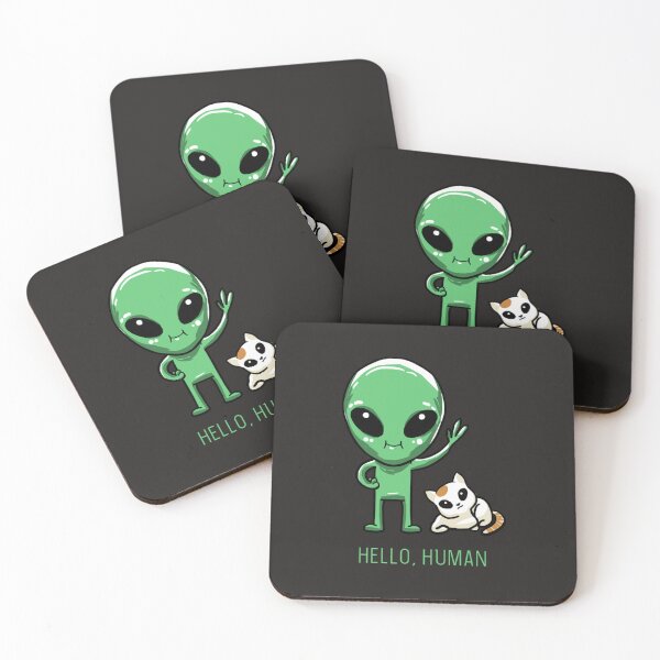 Item preview, Hello Human Green Alien Cat Cute ET Galaxy Space Lover Gift Pullover Hoodie designed and sold by waltzfeli.