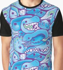Dinosaurier-Muster in Blau Grafik T-Shirt