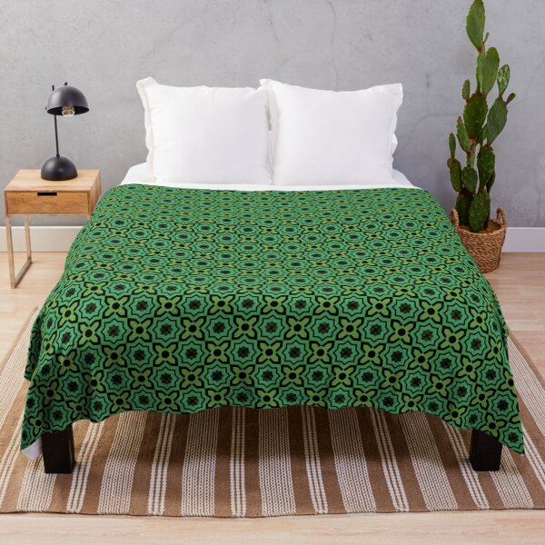Boho Traditional Andalusian Moroccan Tiles Seamless Pattern Illustration Throw Blanket