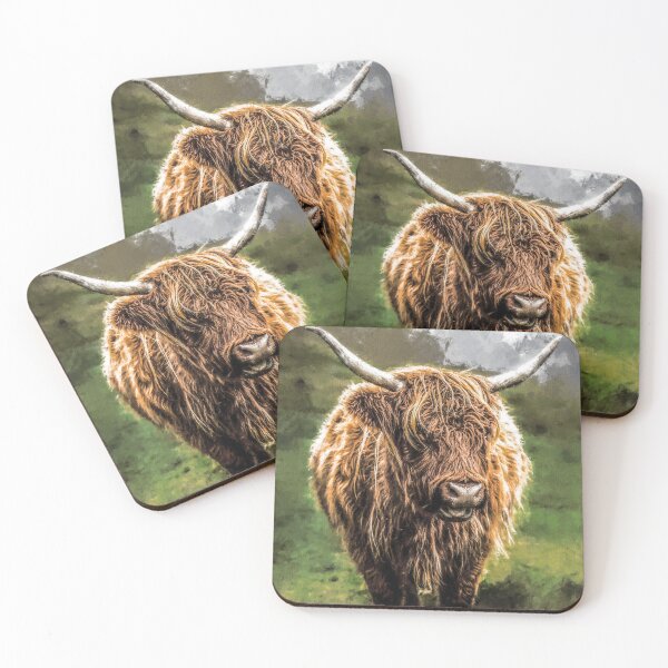 Item preview, Adorable Long Haired Highland Cattle Cow, Highland Scottish Cattle Cow Lover, Fluffy Highland cattle Cow Oil Paint, Cute Hairy Farm Animal designed and sold by Paintcorner.