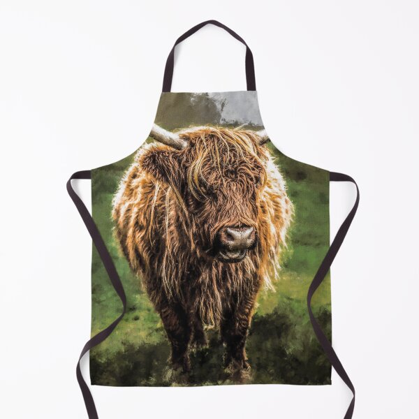 Item preview, Adorable Long Haired Highland Cattle Cow, Highland Scottish Cattle Cow Lover, Fluffy Highland cattle Cow Oil Paint, Cute Hairy Farm Animal designed and sold by Paintcorner.