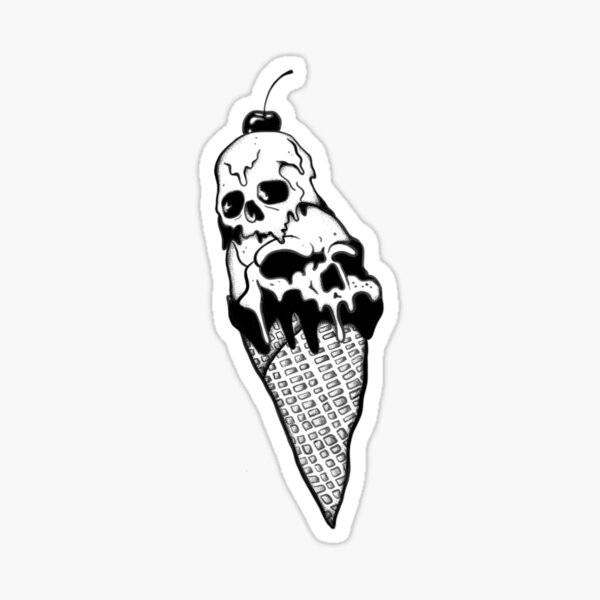 Skull Ice Cream Cone Sticker