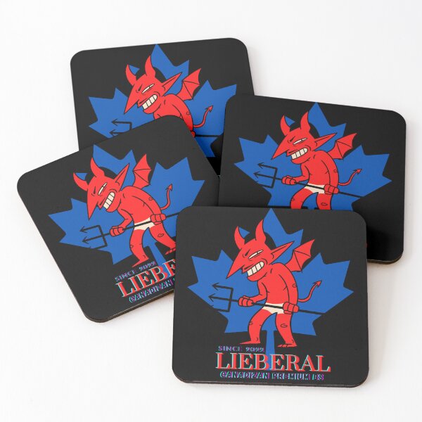 Item preview, LieBeral Since 2022 Canadian Premium B S- CuteFunny Little Liberal Red Horned Devil on a Blue Cnadian leaf designed and sold by ChristabellaWwMS.