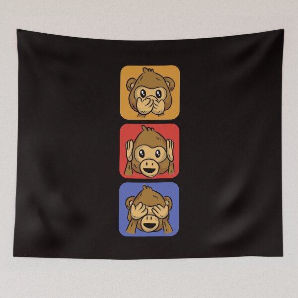 Item preview, See Hear Speak No Evil Japanese Emoticon Japan Wise Monkeys designed and sold by TomGiantDesigns.