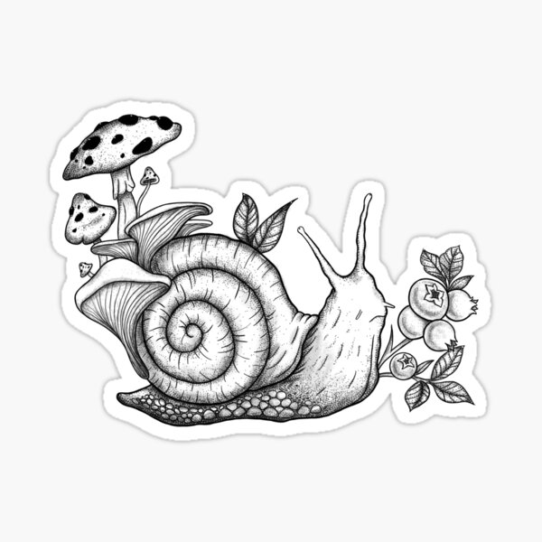 "Snail Mushroom Design" Sticker by AchillesHelios Redbubble