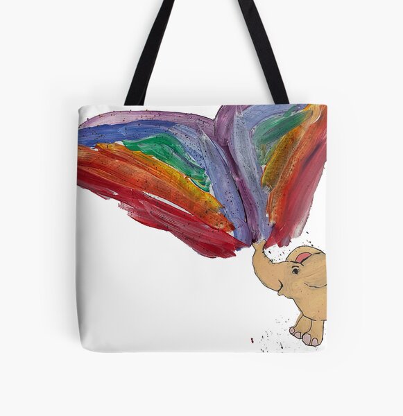 Rainbow Elephant All Over Print Tote Bag