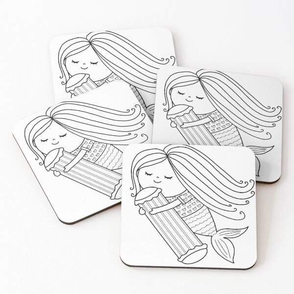 Item preview, mermaid coloring : sleepy mermaid for painting activity at home or at birthday party designed and sold by Tina-studio.