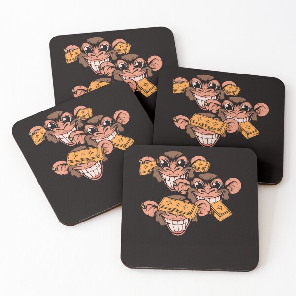 Item preview, See Speak Hear No Evil Japan Wise Monkeys Japanese Art Gold designed and sold by TomGiantDesigns.