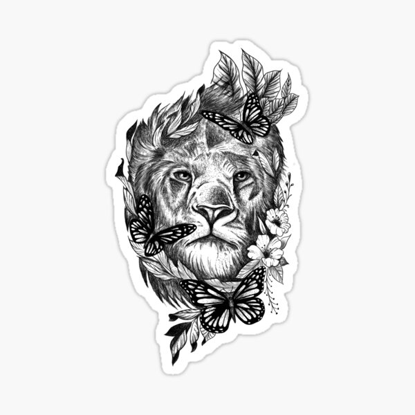 Lion Butterfly Design Sticker