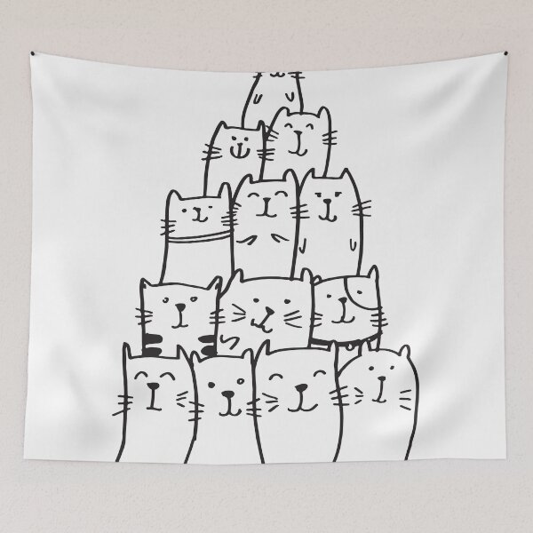 Item preview, Set of Funny Cats Cute Hand Drawn Doodle Kitten Pet designed and sold by I'm  Redz.