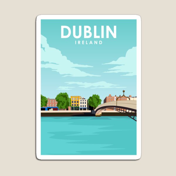 Item preview, Dublin Ireland Minimal Retro Travel Poster designed and sold by Stadify.
