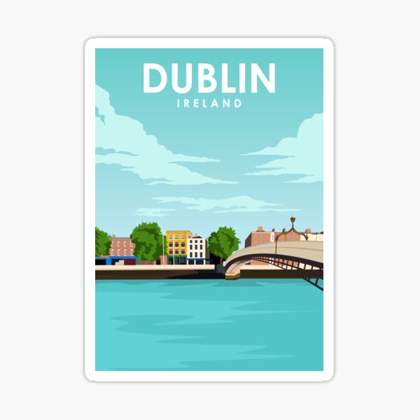 Item preview, Dublin Ireland Minimal Retro Travel Poster designed and sold by Stadify.