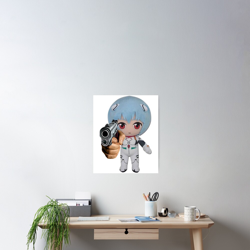 Evangelion Rei Plush Gun Sticker