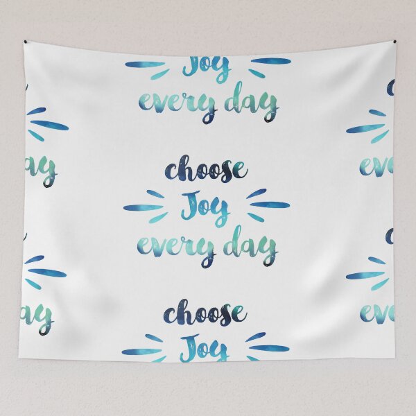 Item preview, Aqua Navy Blue Choose joy every day motivational saying designed and sold by Ilze Lucero.