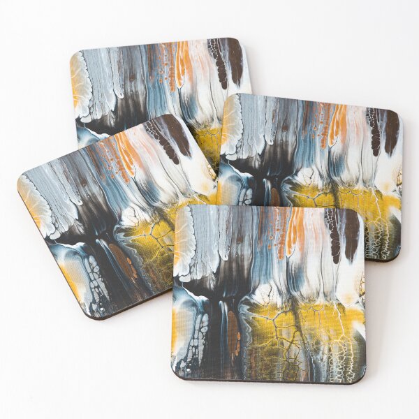 Item preview, Acrylic Pouring Art Swipe Pour Golden Black White designed and sold by mhfoto.