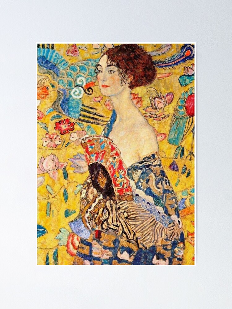 Aperçu 1 sur 3. Poster avec l'œuvre Gustav Klimt La Dame à l'éventail créée et vendue par Olivia-One.
