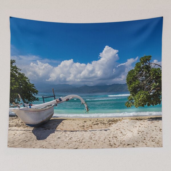 Item preview, Jukung outrigger boat on a white sand beach  on Gili Trawangan, Indonesia designed and sold by Kevin Hellon.