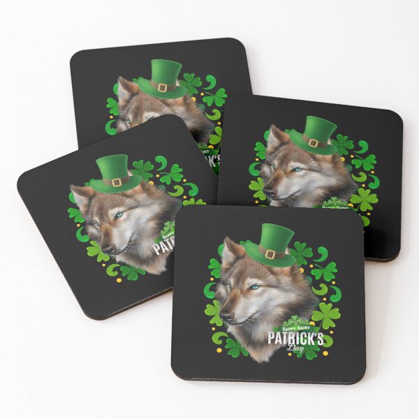 Item preview, St Patrick's Day Irish Saint Patrick Shamrock Serious Wolf designed and sold by Barnissim.