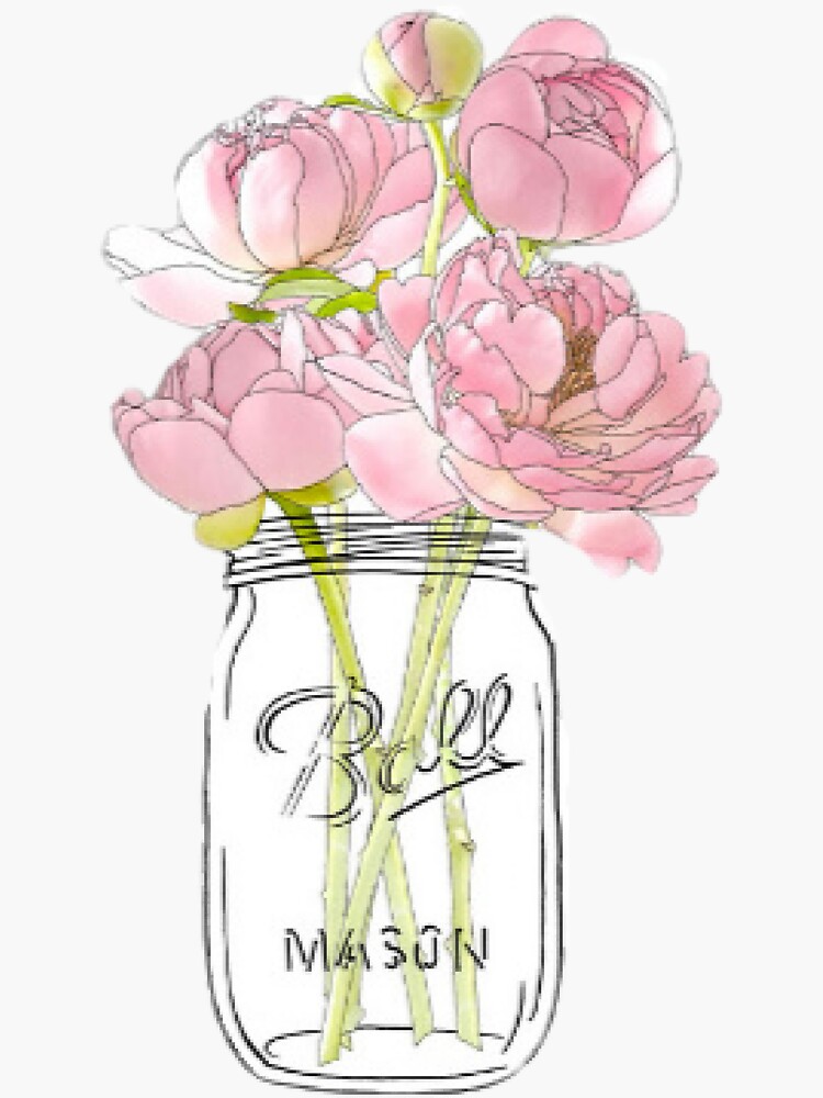 Flowers In Jar Stickers Redbubble