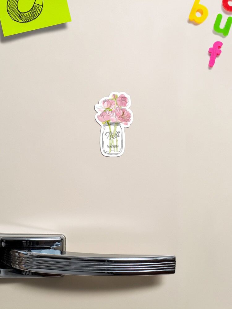 Imagen 1 de 3, Imán con la obra Flores en Mason Jar, diseñada y vendida por sambrauerr.