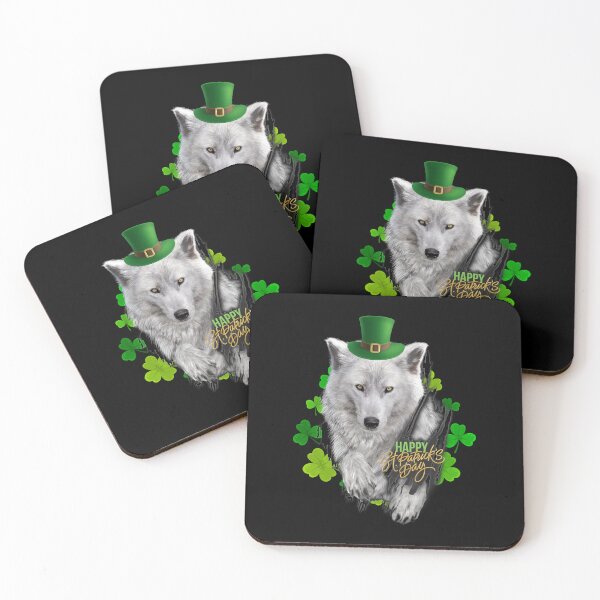 Item preview, St Patrick's Day Irish Saint Patrick Shamrock Stare Wolf designed and sold by Barnissim.