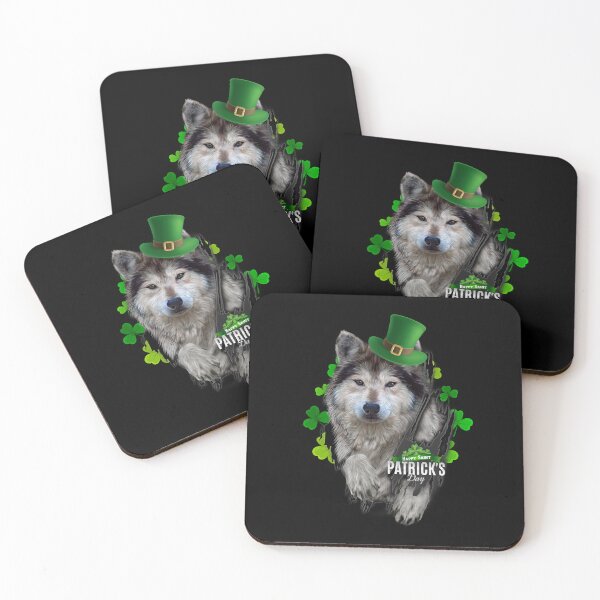 Item preview, St Patrick's Day Irish Saint Patrick Shamrock Staring Wolf designed and sold by Barnissim.