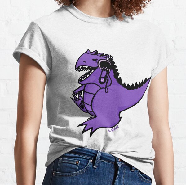 Dinosaur with Headphones - Purple Classic T-Shirt