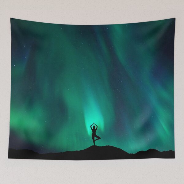 Item preview, Aurora Borealis Yoga Tree Pose designed and sold by humnoo.