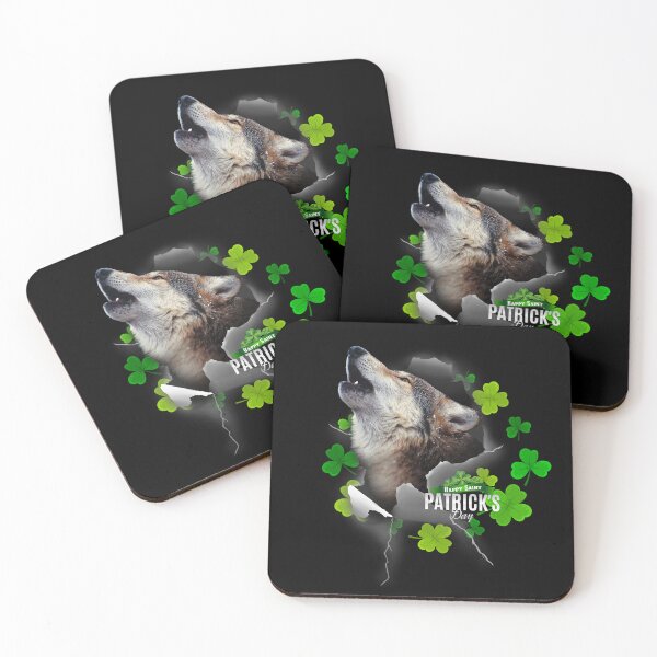 Item preview, St Patrick's Day Irish Saint Patrick Shamrock Howling Wolf designed and sold by Barnissim.