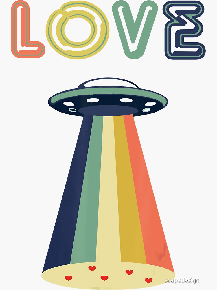 "UFO LOVE" Sticker by scapedesign Redbubble