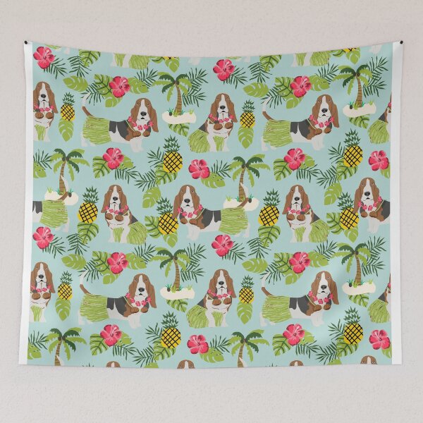 Item preview, Basset Hound palm tree tropical dog breed pet friendly pet portraits aloha hawaii by PetFriendly designed and sold by PetFriendly.