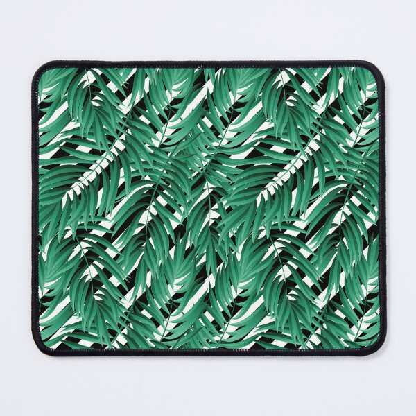 Item preview, Tropical Leaves With Black and White Diagonal Stripes designed and sold by cgroenewald.