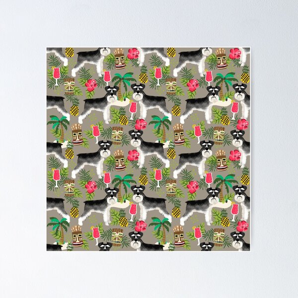 Item preview, Schnauzer tiki pattern floral hibiscus floral flower pattern palm leaves by PetFriendly designed and sold by PetFriendly.