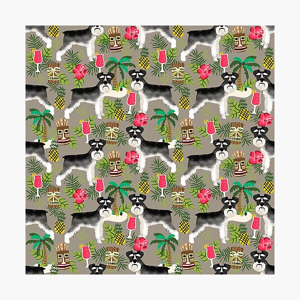Item preview, Schnauzer tiki pattern floral hibiscus floral flower pattern palm leaves by PetFriendly designed and sold by PetFriendly.