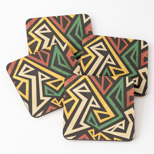 Item preview, African Geometric Abstract Tribal Pattern Reggae Colors designed and sold by SoccaTamam.