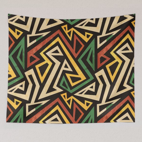 Item preview, African Geometric Abstract Tribal Pattern Reggae Colors designed and sold by SoccaTamam.