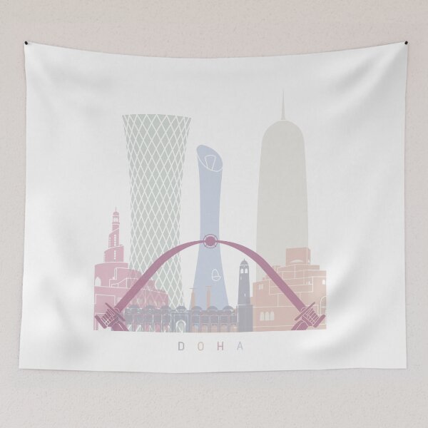 Item preview, DOHA SKYLINE POSTER PASTEL designed and sold by paulrommer.