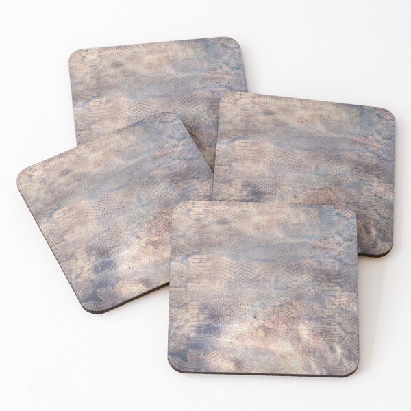 Pastel Pink and Blue Snake Skin Texture with Iridescent Atmosphere Coasters (Set of 4)