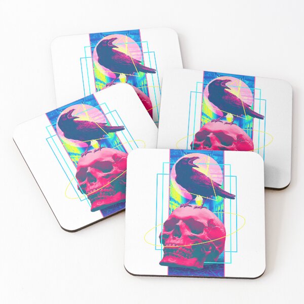 Item preview, Vaporwave Skull & Crow - Halloween Retro Aesthetic designed and sold by CubachaNeshi.