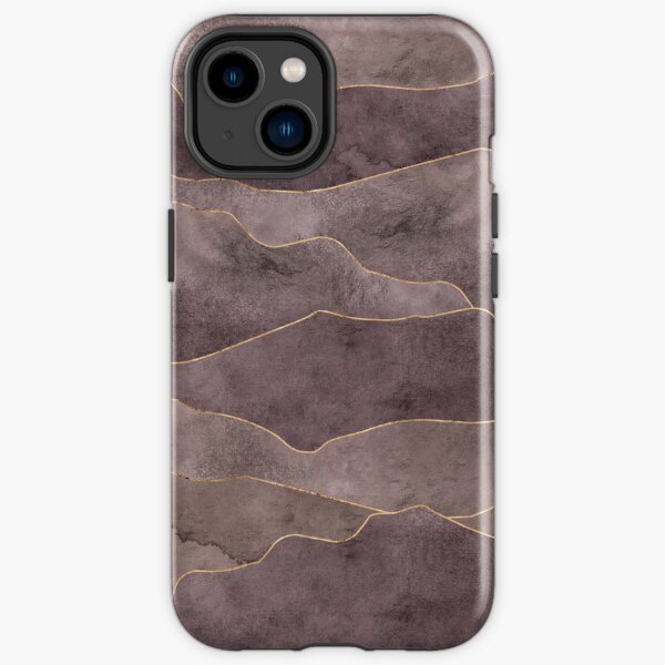 Purple Abstract Mountains with Distressed Texture and Gold Hi-lights iPhone Tough Case
