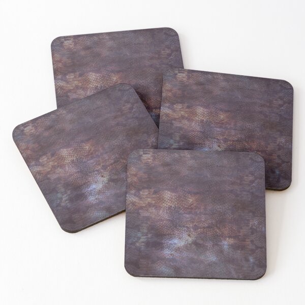 Dark Purple and Rust Snake Skin Texture with Gothic Atmosphere Coasters (Set of 4)