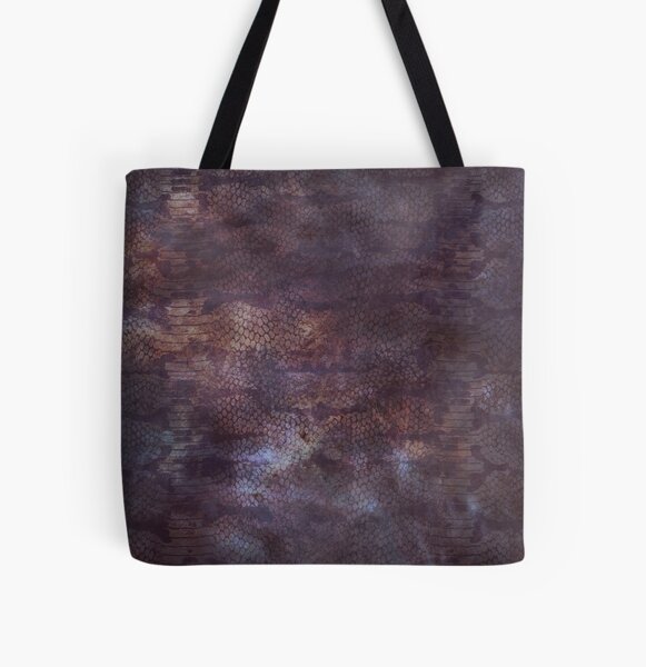 Dark Purple and Rust Snake Skin Texture with Gothic Atmosphere All Over Print Tote Bag