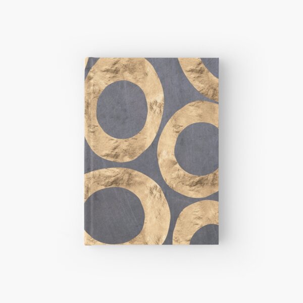 Metallic Golden Donut Pattern on Blue Gray Scratched Texture Background Hardcover Journal